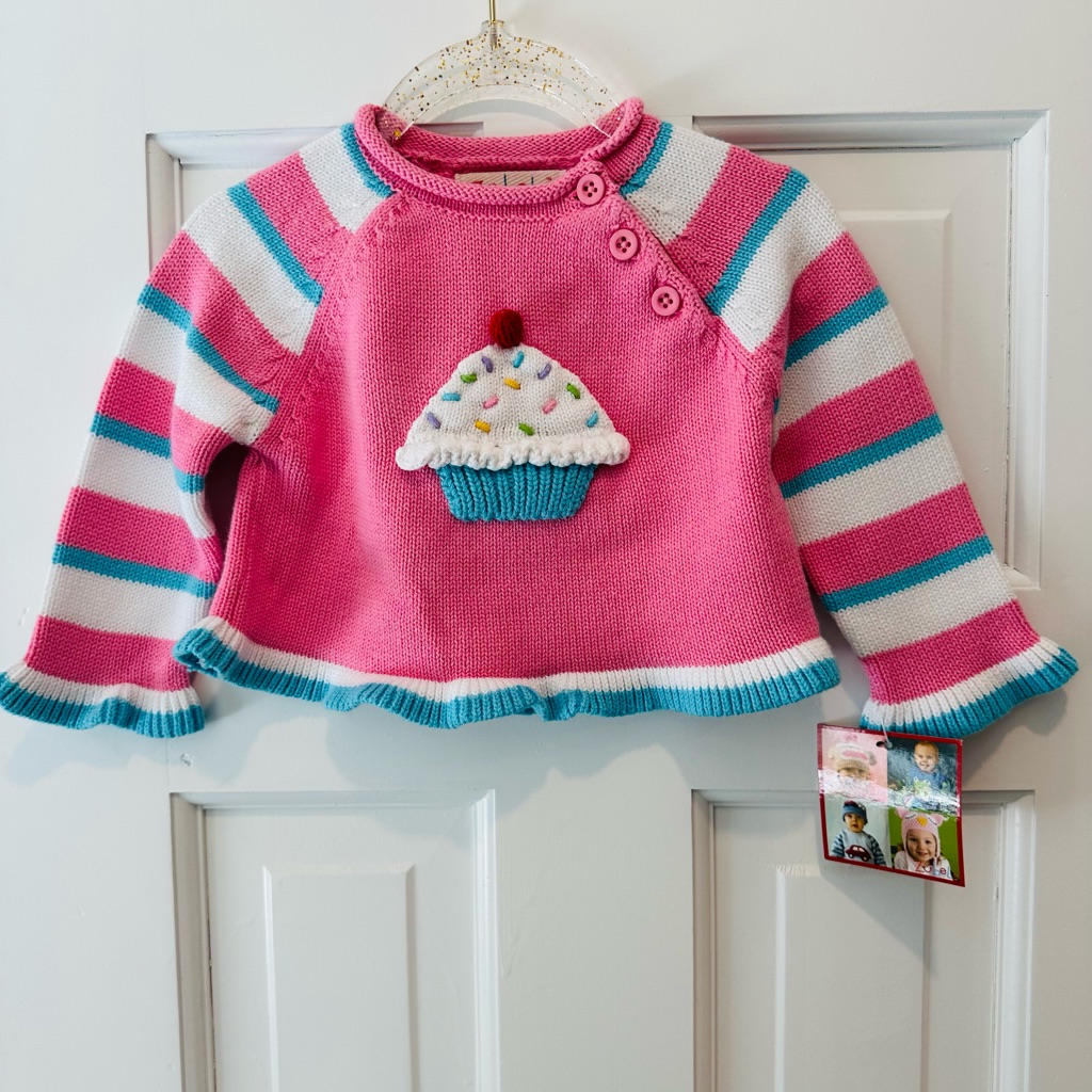 Nwt Zubels Colorful Kids Sweater With Cupcake Design